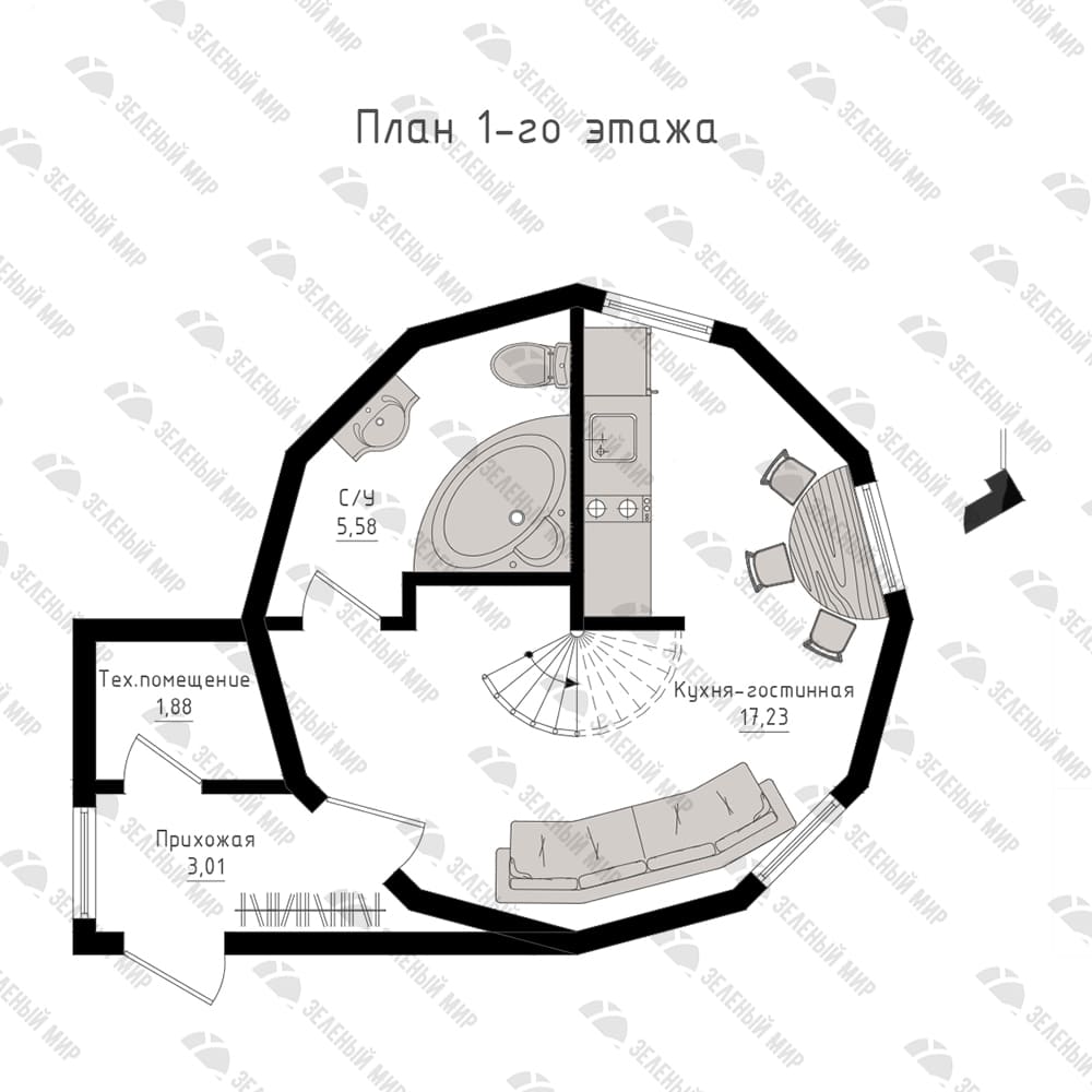 Каркас купольного дома D6H под ключ | Зеленый Мир